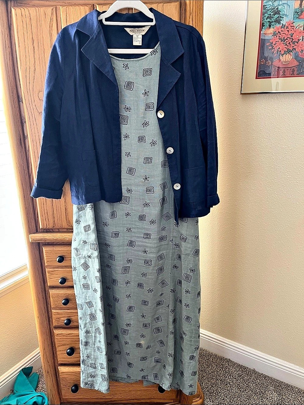 Melrose Linen Maxi Dress & Blazer Size Large